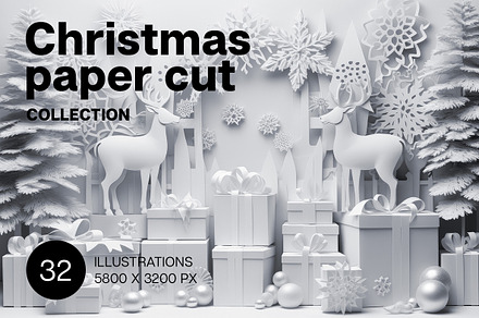 Christmas paper cut. Collection, a Seasonal Illustration by Handmadefont