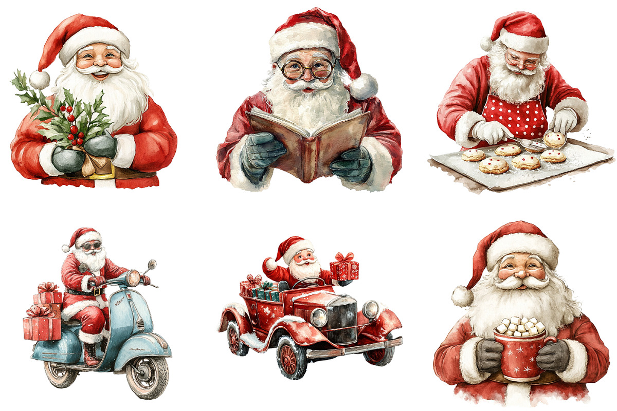Retro Christmas Santa PNG Clipart, an Illustration by DreamArtGraphic (Photo 3 of 5)