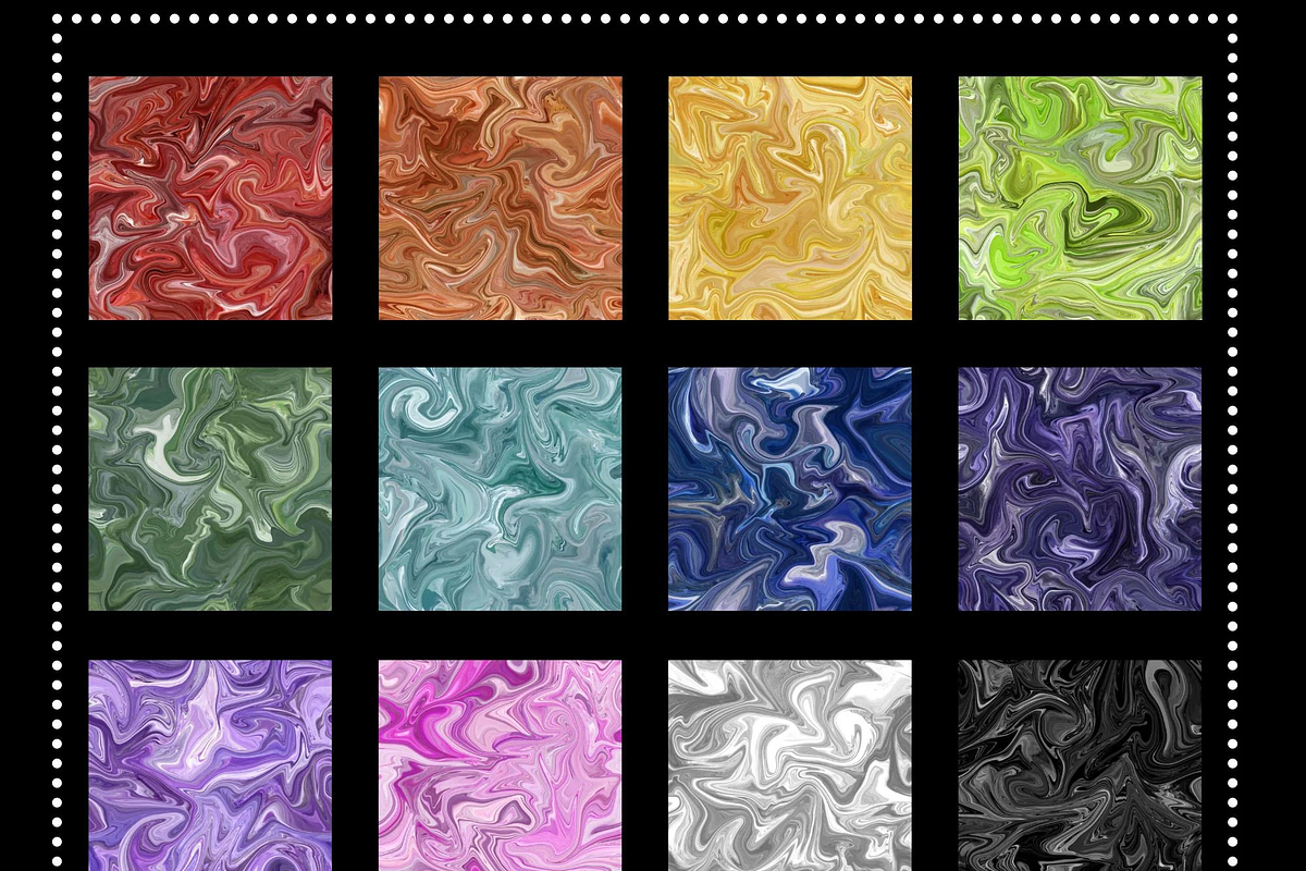 Rainbow Marbled Paint Pattern Set, a Pattern Graphic by Gen Aumonier (Photo 2 of 9)