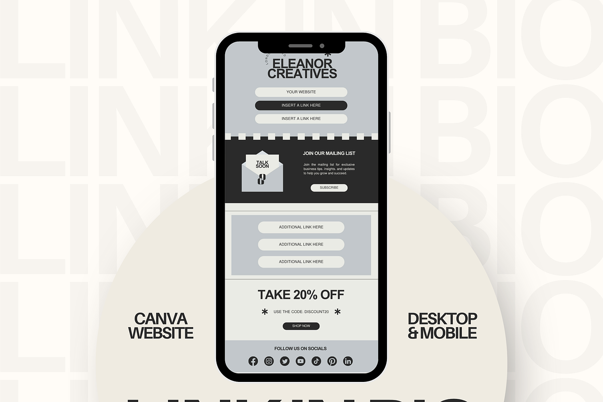 Canva Link in Bio Template, a Landing Page Template by Branding Babe Co. (Photo 1 of 5)