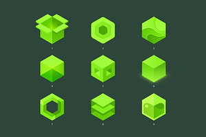 9 hexagons. Vector logo