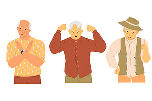 An elderly man displays anger, an Illustration by SiberianArt