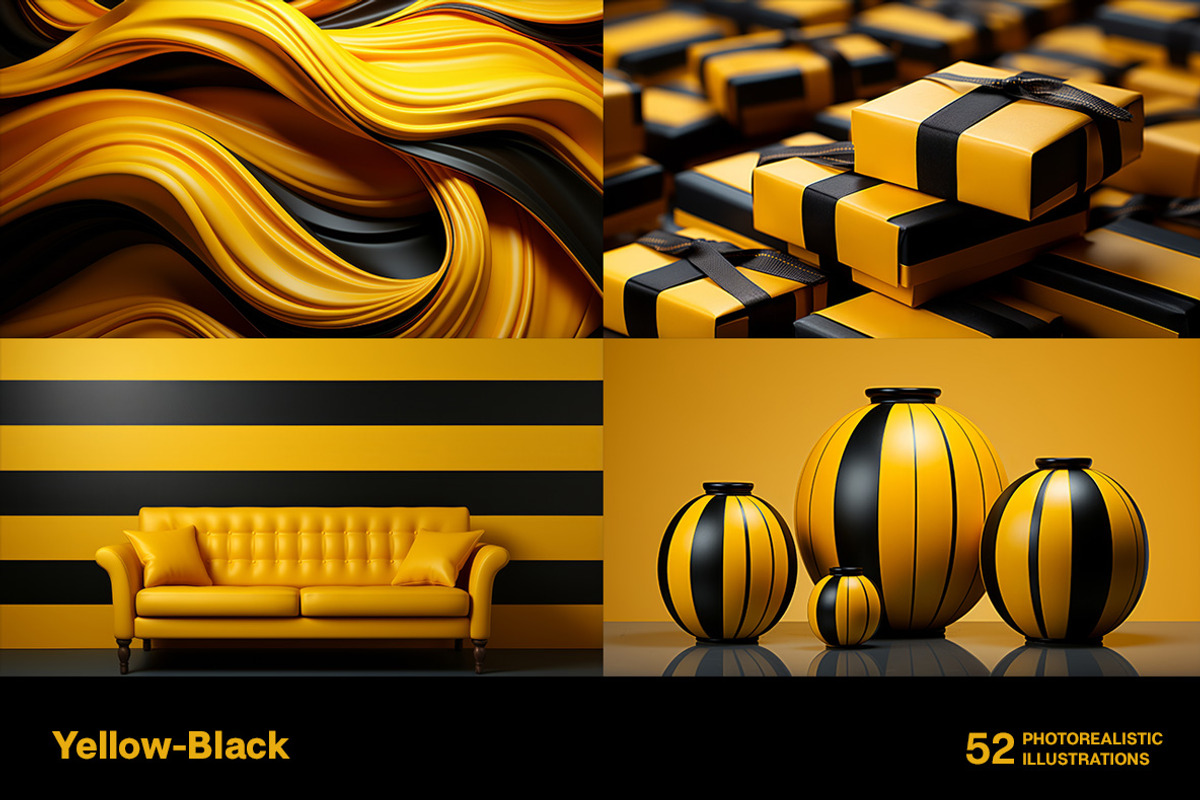 Yellow and Black World - 52 images, a Decorative Illustration by Handmadefont (Photo 9 of 13)