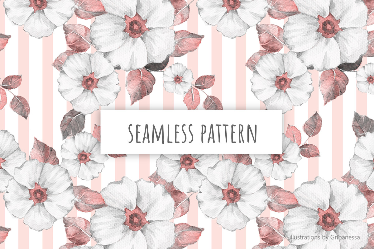 Floral Stripe Watercolor Pattern, a Pattern Graphic by Gribanessa (Photo 3 of 4)