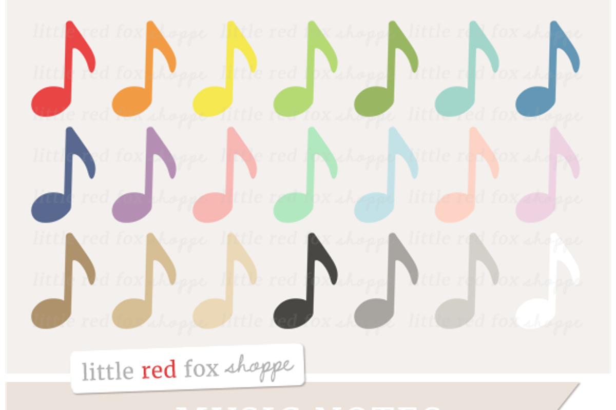 Music Note Clipart, an Illustration by Little Red Fox Shoppe