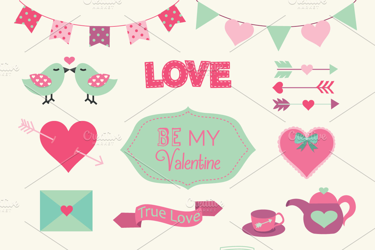 Valentines Day Vector Clip Art Set, an Illustration by Digital Sugar (Photo 2 of 4)