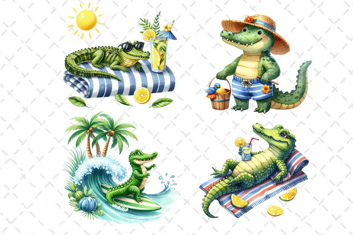 Summer Crocodile Clipart PNG, an Illustration by Dream Creation (Photo 7 of 7)