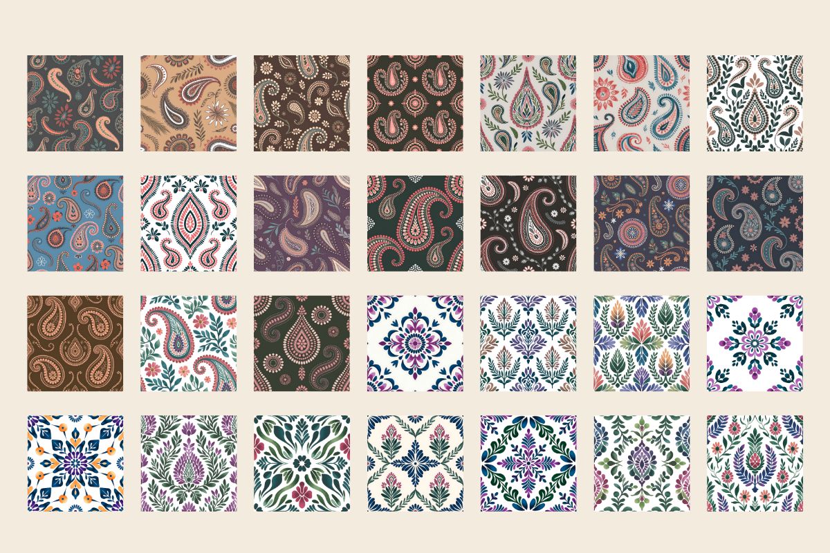 Indian Folk Pattern Background Pack, a Background Graphic by Daffodil Dream Studio (Photo 3 of 3)