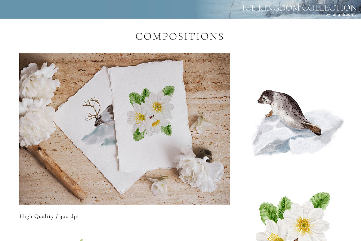 Ice Kingdom Watercolor Collection, an Object Graphic by Julia Dreams (Photo 10 of 11)