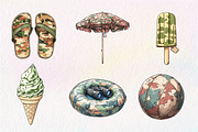 Camouflage Summer Elements Clipart, an Illustration by CreationArt (Thumbnail 3 of 5)