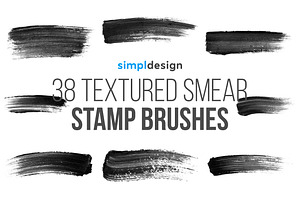 38 Textured Smear Photoshop Brushes, a Brush Add-On by SimplDesign