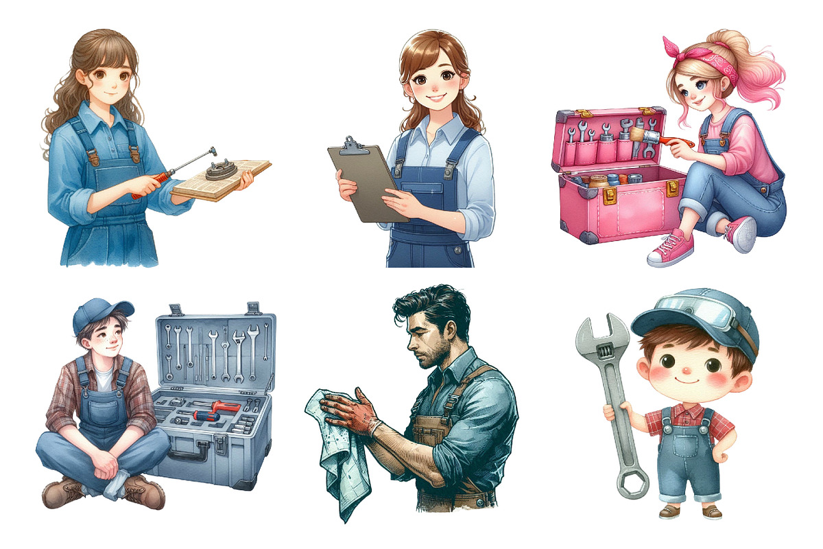 matching Mechanic Characters Clipart, an Illustration by Daily.Designs (Photo 5 of 5)
