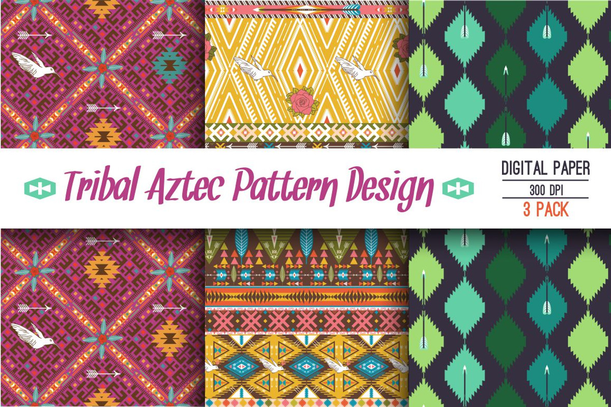 Collection Bright Aztec Patterns, a Pattern Graphic by tomuato