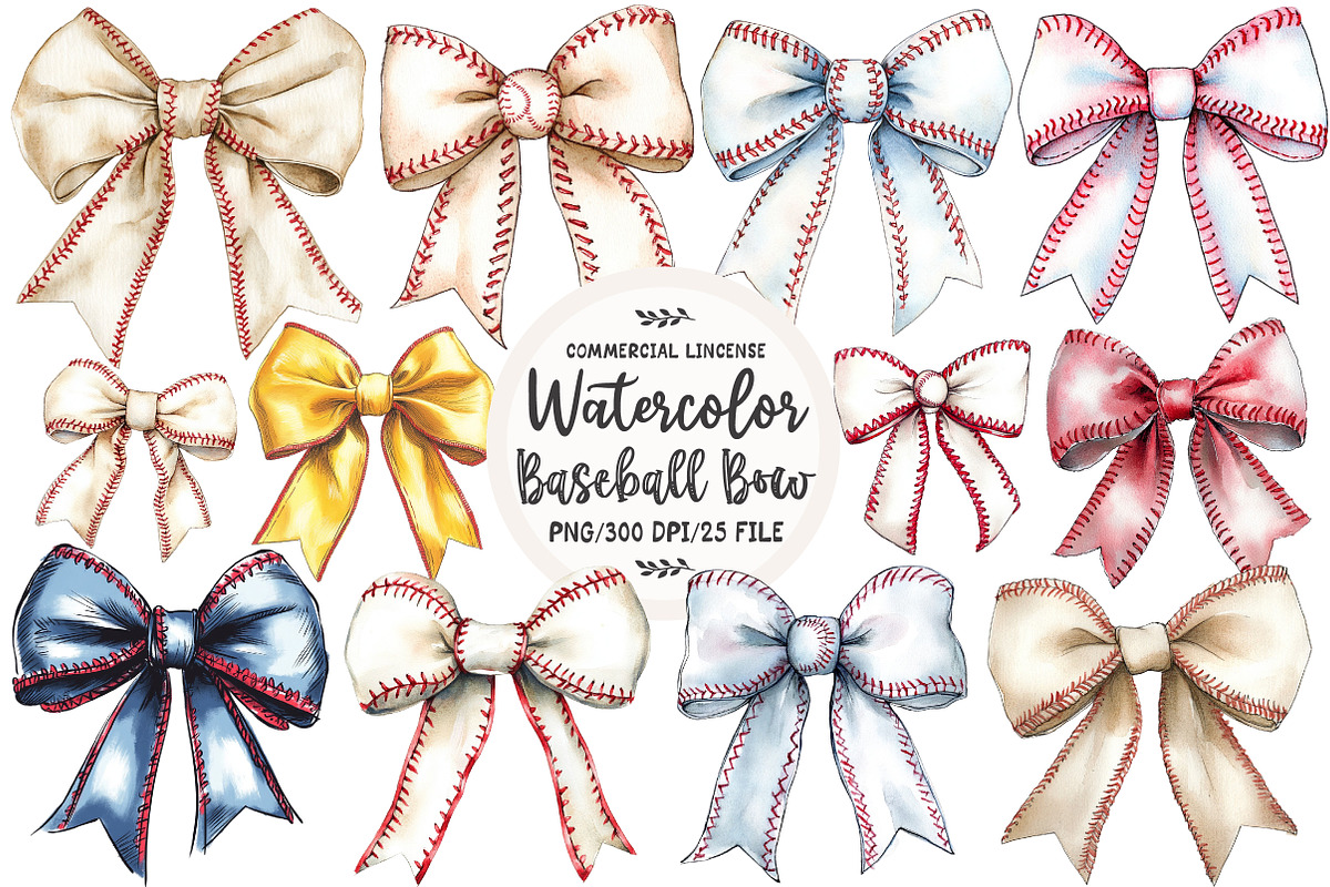 Baseball Coquette Bow Clipart, an Illustration by OK Design (Photo 1 of 5)