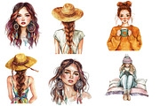 Watercolor Boho Girls Clipart, an Illustration by Designworld (Thumbnail 3 of 6)