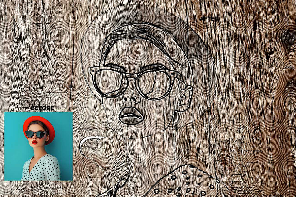 WOODCUT ENGRAVING SKETCH FX, an Action Add-On by Studio Retouch (Photo 3 of 13)