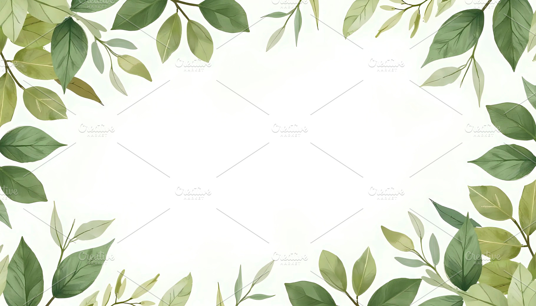 Watercolor Leaves Frame With Blank C, a Photo by LOGOCREATIVE