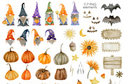 Watercolor Gnomes Halloween., a Decorative Illustration by Kira Konoshenko (Thumbnail 2 of 8)