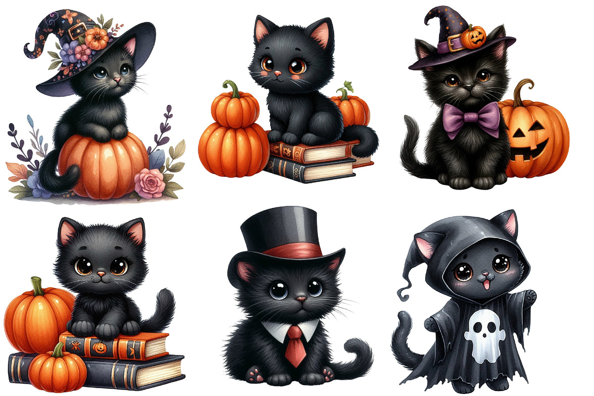 Halloween Black Cat Clipart, an Illustration by Designworld (Photo 5 of 6)
