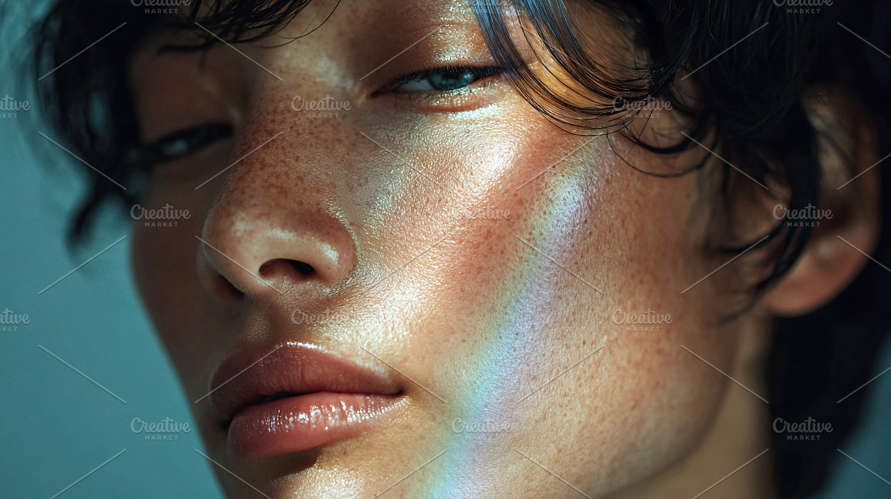 Creative portrait woman showcasing unique features and vibrant lighting, a Person Photo by OSORIOartist