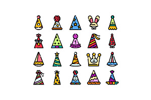 Colorful party hats collection, an Object Illustration by pikepicture