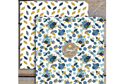 Navy Blue Floral Digital Papers, a Pattern Graphic by JennyL Designs (Thumbnail 2 of 4)