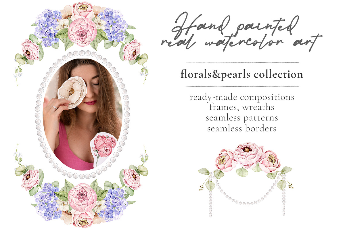 Fleur de Perle Watercolor Clipart, a Decorative Illustration by Eves_Aquadreams (Photo 2 of 12)