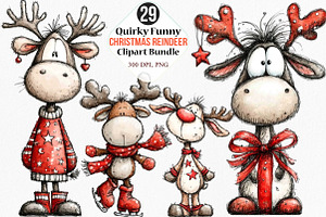 Quirky Funny Christmas Reindeer, an Illustration by Canvas Craft