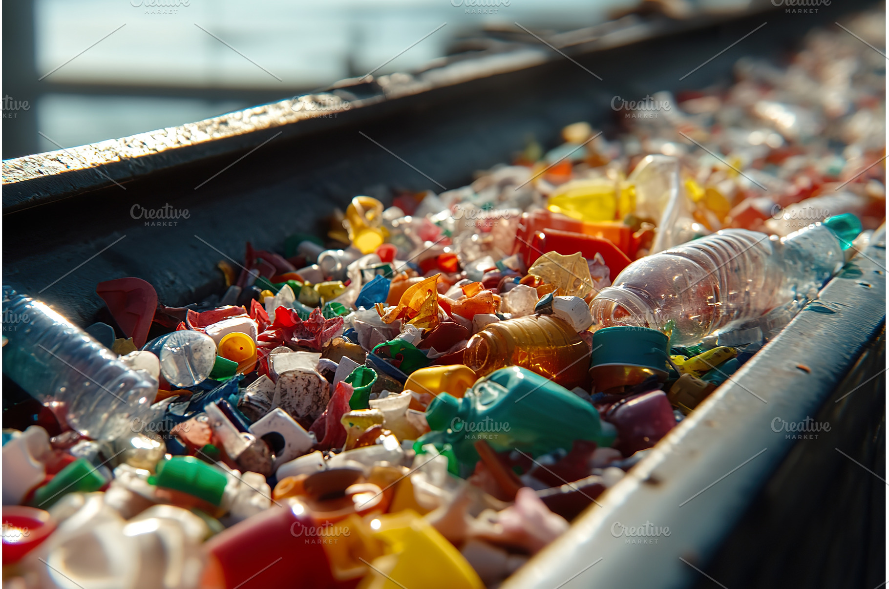 Plastic waste sorting and shredding, an Industrial Photo by Lermont51