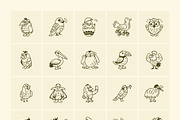 Bird Doodle Art Set, an Outline Icon by Vectors Market (Thumbnail 7 of 8)