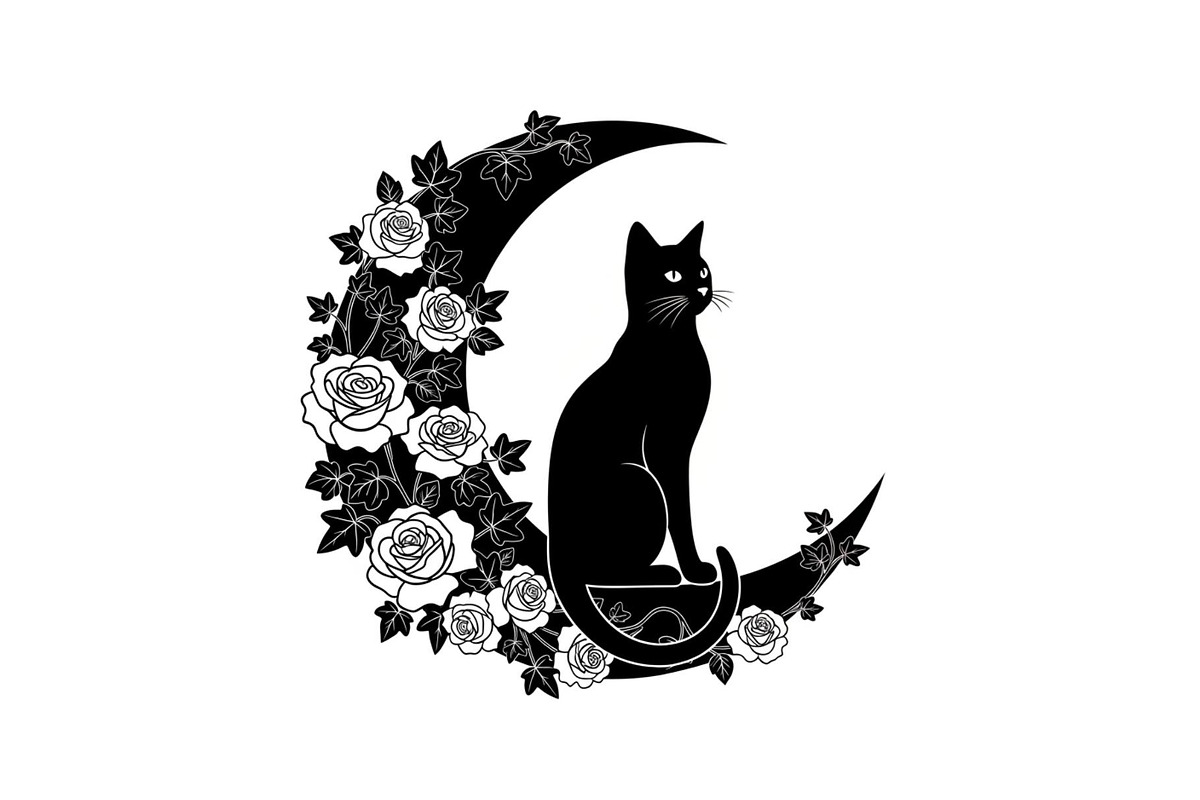 Cat on Crescent Moon Bundle, an Illustration by jahid234 (Photo 7 of 31)