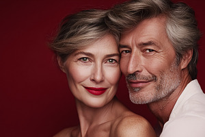 Mature couple sharing romantic moment, embracing love, happiness, a Photo by Studio ANNA