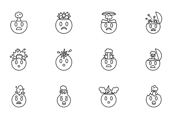 Mind Blown Line Icons Set preview 2