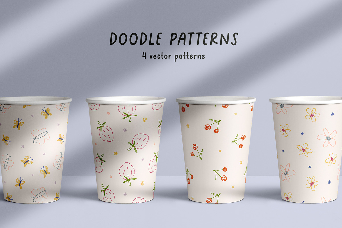Cute kids doodles, seamless patterns, a Pattern Graphic by Good Studio (Photo 1 of 11)