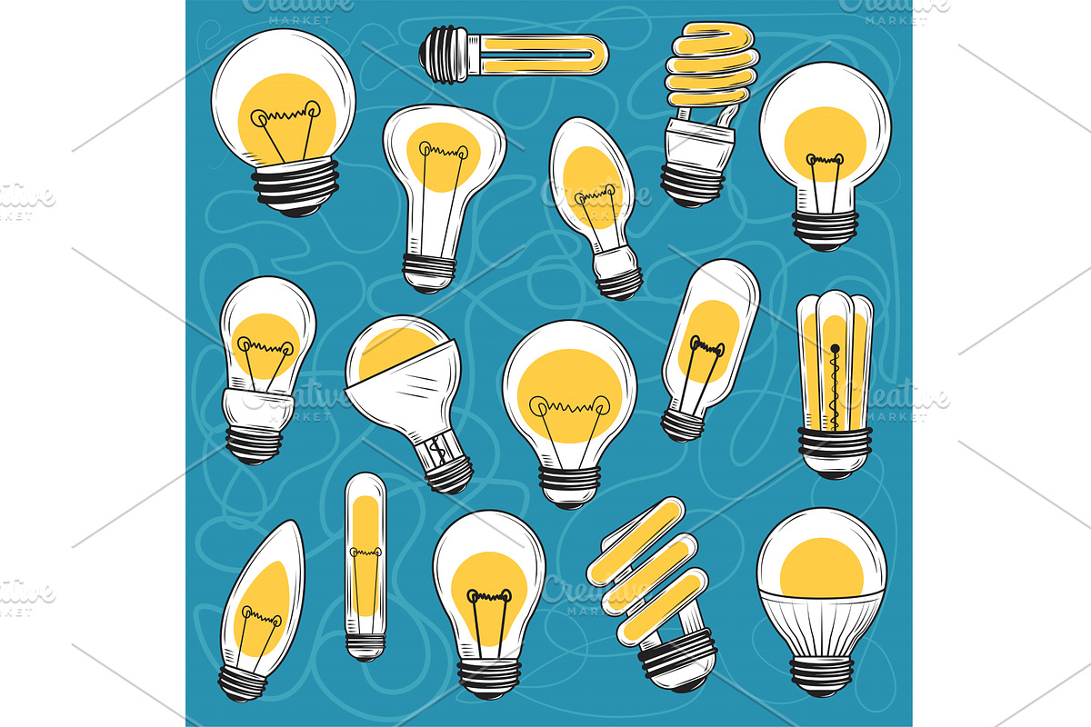 icons set with led bulbs, a Technology Illustration by studiogstock