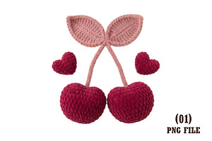Faux Crochet Valentines Day Cherry, an Illustration by DreamArtGraphic
