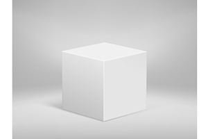 Cube 3d realistic with pedestal, an Object Illustration by winwin.art