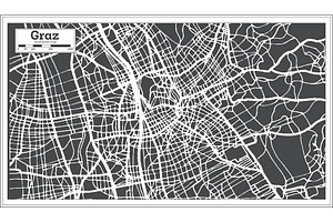 Graz Austria City Map In Retro Style