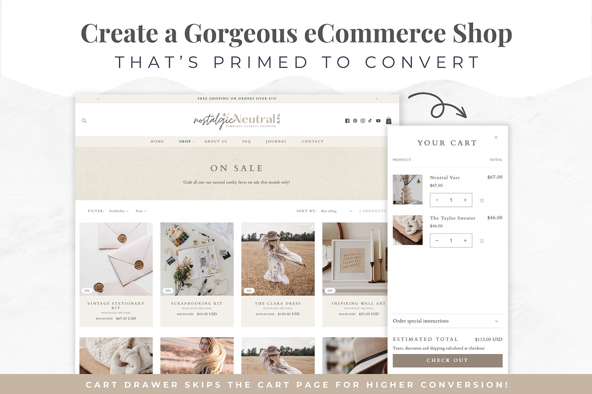 Shopify Theme | Nostalgic Neutral, a Shopify Template by Thirty One Palms Studio (Photo 4 of 8)