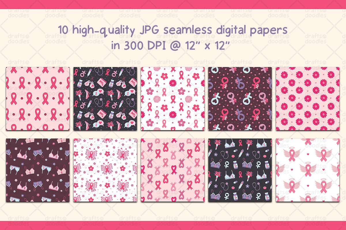Breast Cancer Awareness Graphic Set, a Pattern Graphic by Drafts n Doodles (Photo 4 of 6)