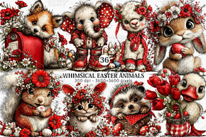 Whimsical Easter Animals Clipart PNG, an Illustration by Canvas Craft