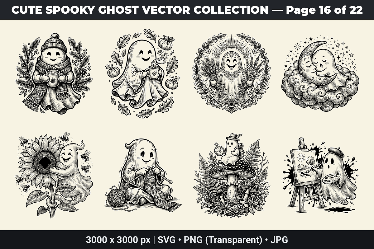 Cute Ghost SVG Bundle Vol - 01, an Object Graphic by XPERTDESIGNER (Photo 6 of 21)