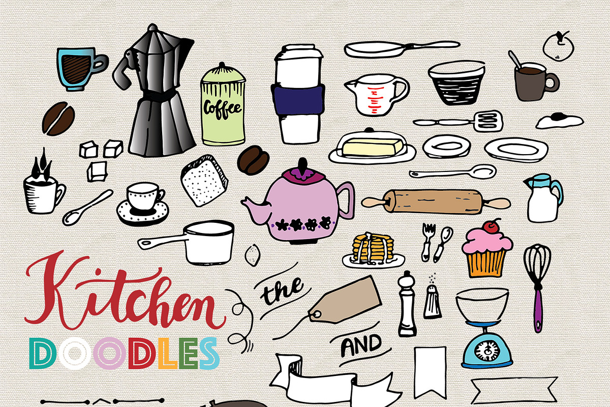 Kitchen Doodles - Vector Set, an Illustration by OhEverythingHandmade (Photo 1 of 3)
