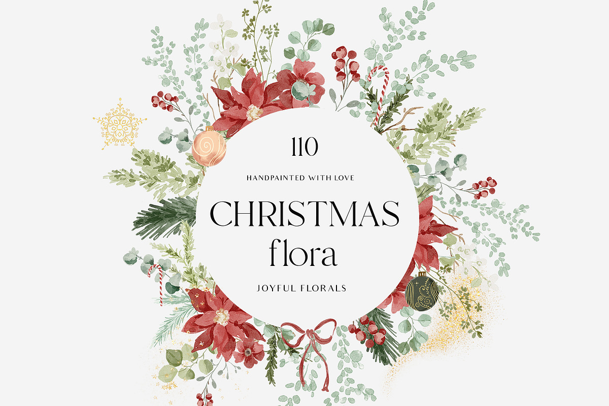 Christmas Floral watercolor graphics, a Decorative Illustration by Grace Noboa Illustrations (Photo 4 of 15)
