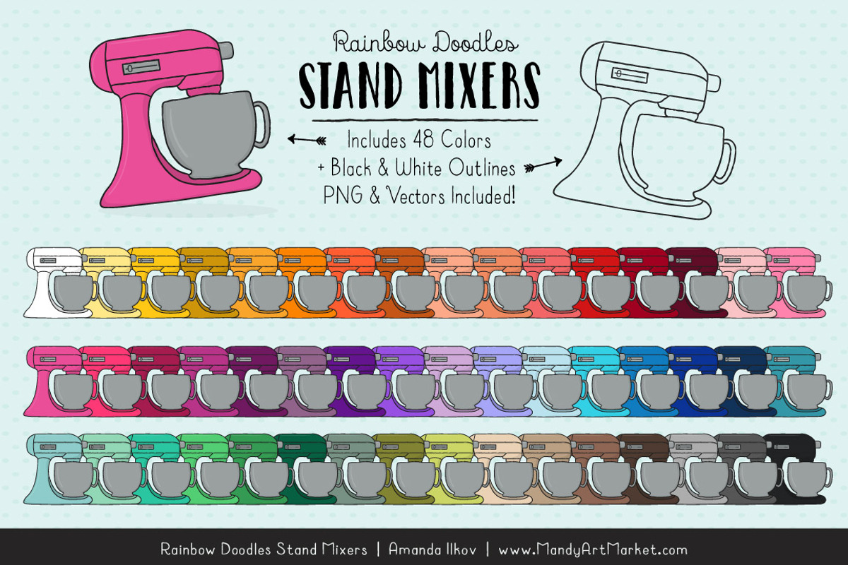 Rainbow Doodles Stand Mixer Clipart, an Illustration by Amanda Ilkov (Photo 1 of 3)