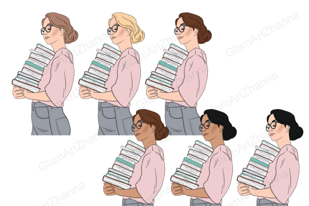 Book Addict Girls Сlipart, a Person Illustration by GlamArtZhanna (Photo 3 of 4)