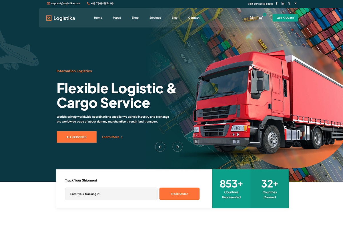 Logistika Transport WordPress Theme, a WordPress Template by NaimaAnjum (Photo 3 of 5)