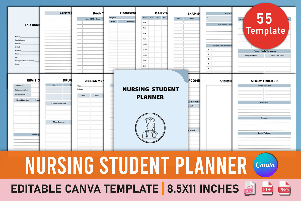 Nursing Student Planner Canva, a Stationery Template by Mustafiz (Photo 1 of 4)