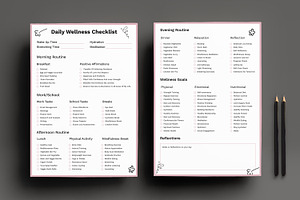 Daily Wellness Checklist Template, a Stationery Template by MightyDesign