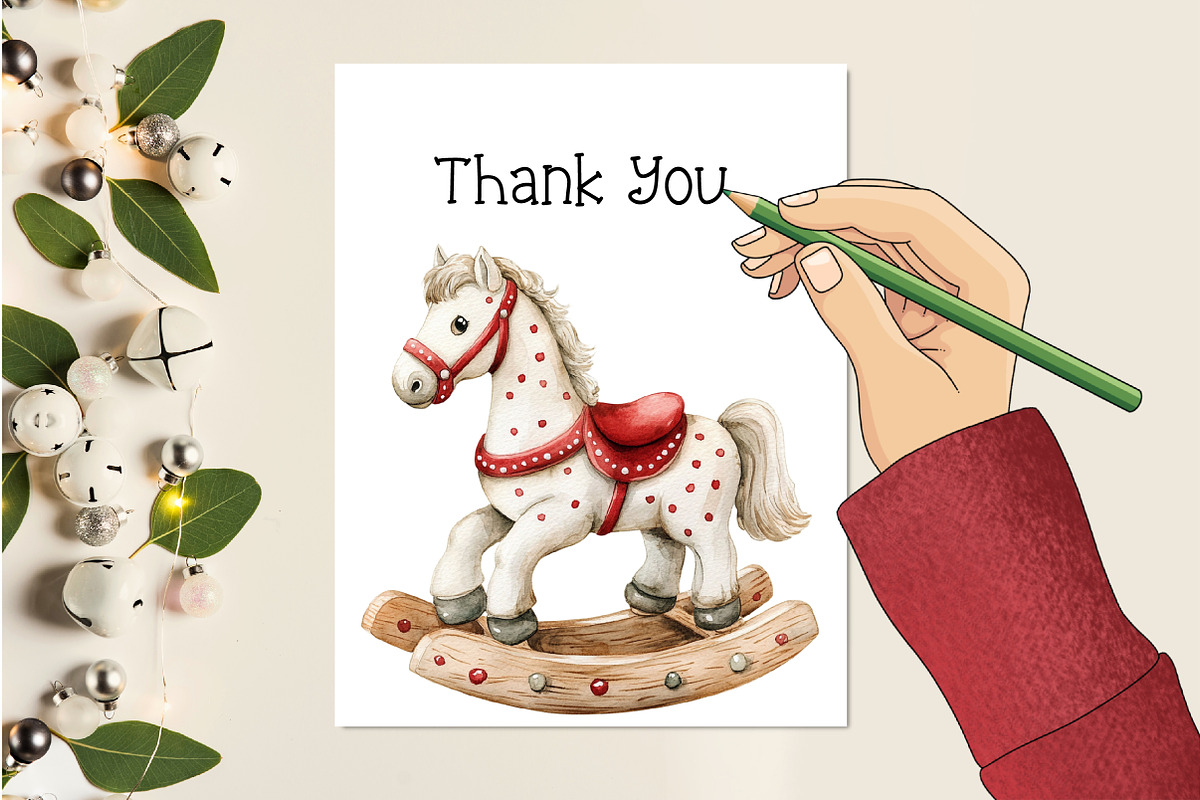 Vintage Christmas Elements Clipart, an Illustration by Creative Art (Photo 4 of 10)